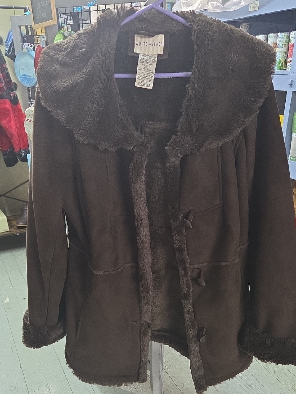 White Stag Dark Brown Faux Shearling Teddy Jacket